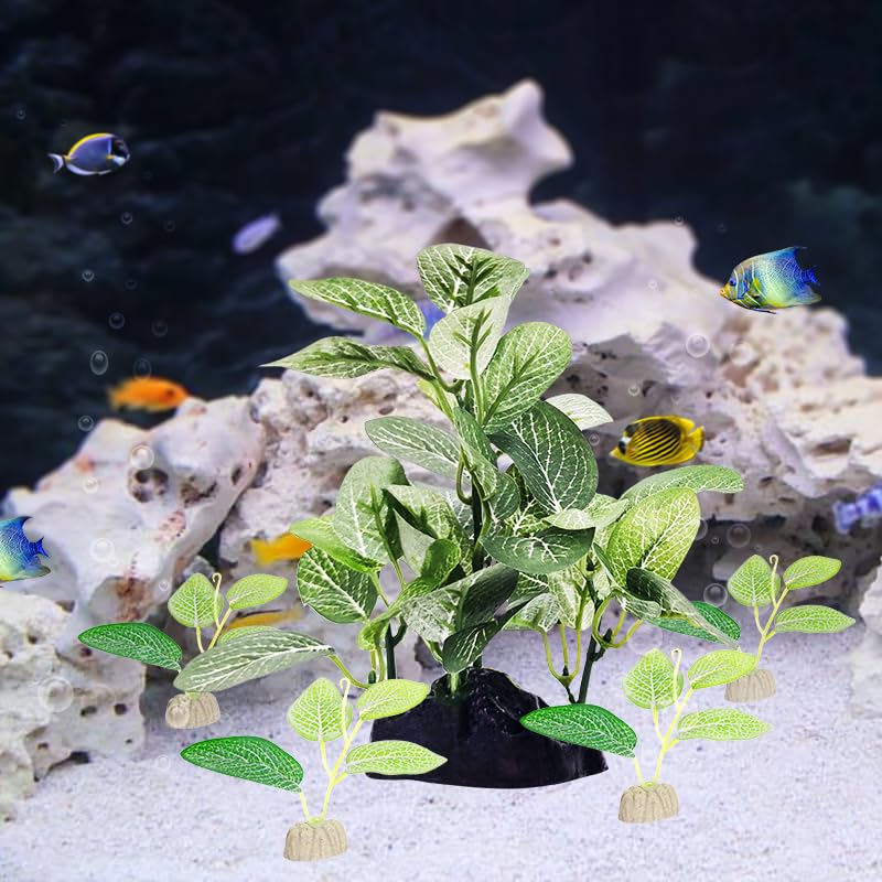 5PCS Artificial Fish Tank Plants Silk Aquarium Plant Silk Plants for Betta Fish Small Betta Fish Tank Grass Aquatic Decorations
