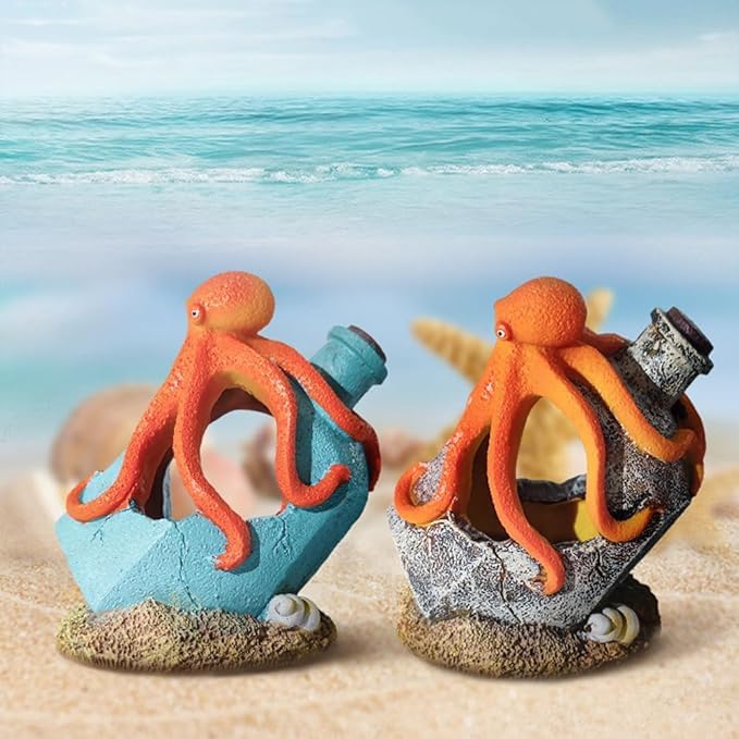 Generic Aquarium Landscaping Octopus Decoration, Fish Tank Decor Ornament, Realistic Octopus Resin Crafted for Shrimp Crab to Rest/Breed/Hiding Caves Hideout (Blue)