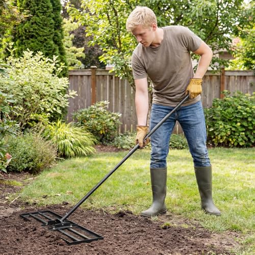 COSTWAY 30x10 Inch Lawn Leveling Rake, Soil Sand Dirt Leveling Tool, Ground Leveler for Yard, Landscape, Garden, Pasture (Black, 30"x10") - color: Black