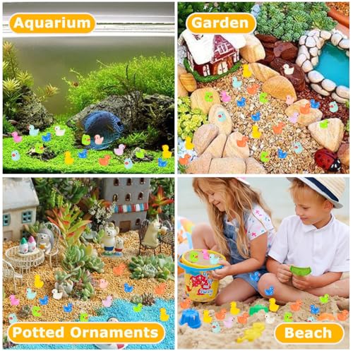 Arcimatto 240 Pack Mini Ducks Tiny Resin Duck Bulk, Decor Duck Figures for Miniature Dollhouse Decor Garden Aquarium Potted Ornament, DIY Charm Crafts Hide and Seek Prank Party Favor Toys Gag Gifts - style: Colorful Ducks