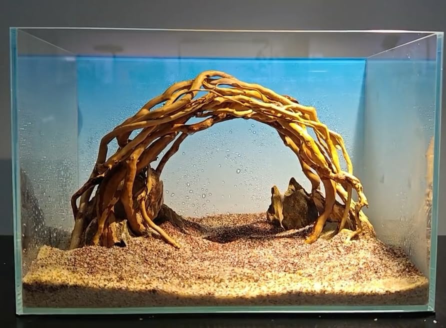 AWXZOM Aquarium Driftwood Centerpiece Aquarium Landscape, Handcrafted!!! Fish Tank hardscape Landscape (Small Silent Cave)