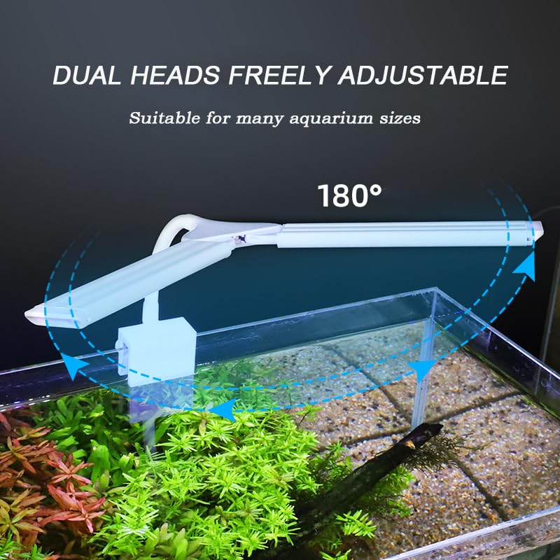LED Aquarium Light Full Spectrum Clip Fish Tank Light Plants Light 360° Adjustable 2 Light Bar Super-Bright 6W Suitable for 5-25 Gal Fish Tank - size: 6W For 5-25 Gal Fish Tank