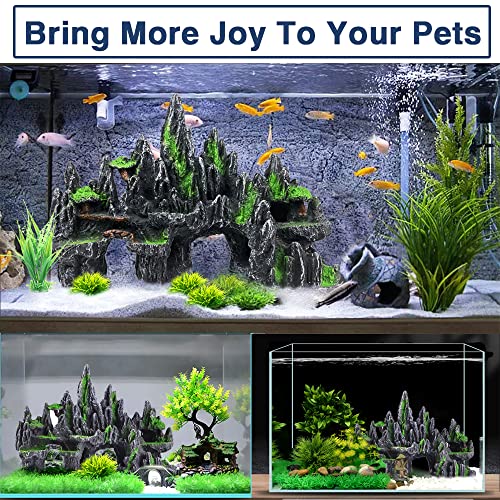 Large Fish Tank Decorations - Fish Tank Decor Aquarium Rock Mountain View Aquarium Ornament Tree House Cave Fishtank Rocks for Large Fishtank Glofish Tank Decorations
