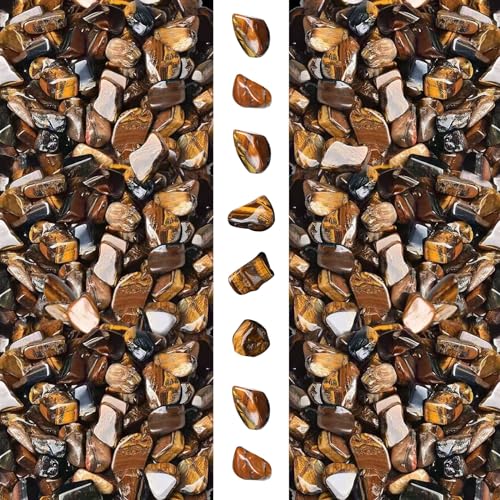 gemshan 2lb Natural Crushed Crystal Chip Bulk 7mm-9mm Tumble Healing Crystal Stone for Aquarium Vase Plant Decoration Jewelry DIY - color: Tiger Eye - Irregular