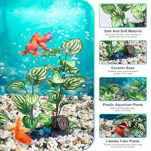 MyLifeUNIT Silk Aquarium Plants, 10 Pack Betta Fish Tank Decor for Aquarium Decoration and Fish Tank Decorations