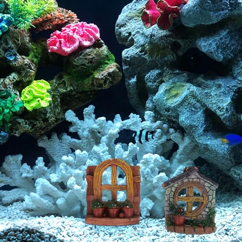 Fish Tank Succulent Flower Pot 4-Pack Miniature Garden Ornaments Aquarium DIY Landscaping Accessories 2.36X1.96X0.78 Inch for Home Office Decoration