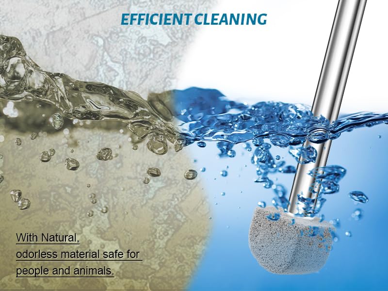 YINGMORE Pumice Stone Toilet Bowl Cleaner Toilet Deep Cleaning,Bathroom Cleaner Brush with Long Handle for Remove Hard Water Stains with Toilet Handle+ Pumice Stones - style: 1 Toilet Handle+7 Pumice