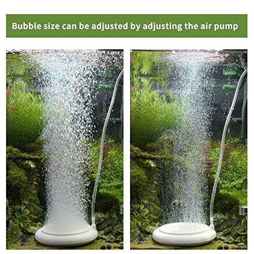 hygger Aquarium Air Stone, Fish Tank Bubbler, Nano Furnace Flue Round Stone Disk, Small Bubbles and High Dissolved Oxygen for Hydroponics, with 2 Suction Cups, 1 Adjust Valve, 1 Check Valve (2 Inch)
