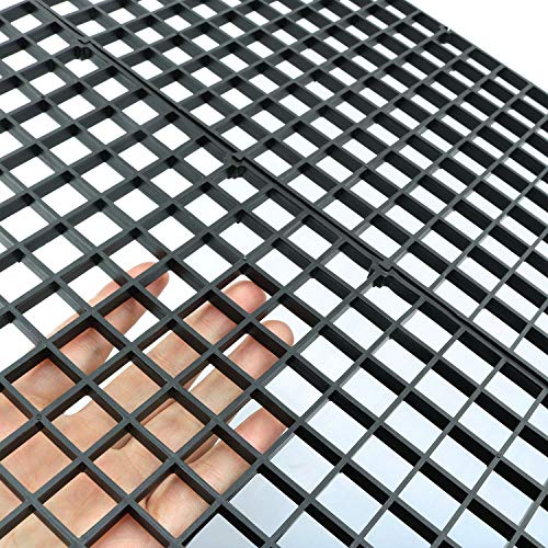 RLECS 2pcs 30cm x 15cm Plastic Grid Divider Tray Egg Crate Louvre Aquarium Fish Tank Bottom Isolation, Black