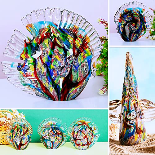 EUSTUMA Hand Blown Glass Tropical Fish Figurines Ornament,Sea Animal Sculpture for Fish Tank Aquarium,Sea Animals Collection for Birthday Gift,Glass Sculpture - color: Tropical Fish