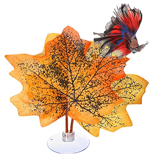 Patelai 9 Pieces Betta Bed Leaf Hammock Pad Betta Fish Leaf Pad Betta Fish Hammock Betta Fish Accessories Plant Tank Decorations for Lightweight and Realistic Resting Spot Simulating The Habitat
