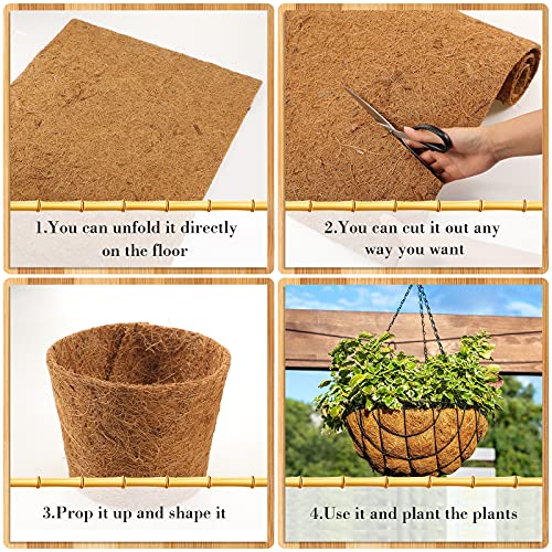 Jetec Coconut Liners for Planters, 12 x 120 Inch Natural Coco Planter Liner Flower Basket, Reptile Carpet, Fiber Mat, Garden Decoration, Animal Pet Reptile Pad - size: 12 x 40 Inch