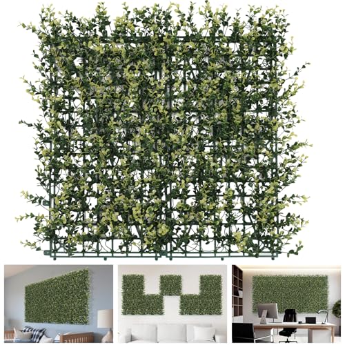 TANG 20"x20"-1PC Artificial Greenery Boxwood Panels Grass Wall Panel, Faux Privacy Fence Ivy Screens Backdrop Fake Hedge for Indoor Outdoor Wedding Décor, Beige Buxus Panel - color: Beige Buxus Panel, size: 20"x20"