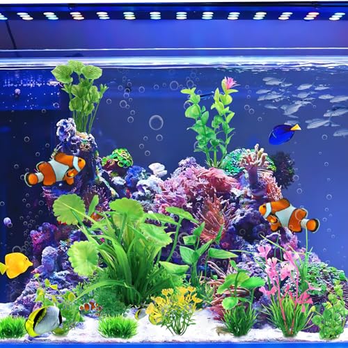 QUOZUO Fish Tank Accessories Aquarium Decorations Green Plants, 11cs Small Goldfish Turtle Tank Decorations Artificial Plants, Aquarium Decor Plastic Grass Plant - color: Green