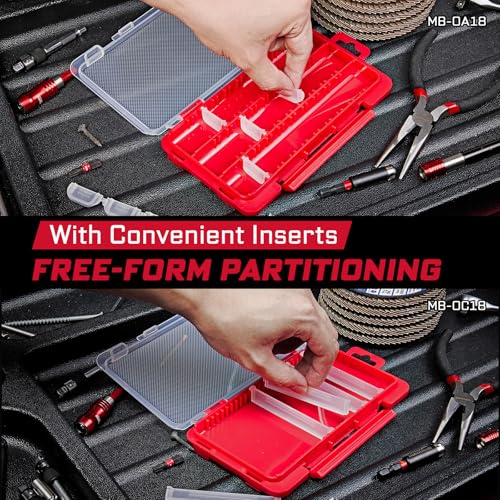 Geinxurn Plastic Tools Box Set, 7Pieces Red Transparent Portable Storage Case for Various Tools and Small Parts Accessories Storage Organizer - style: Rdbox-Mixed