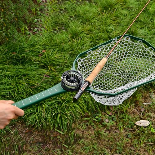 Aventik Fly Floating Fishing Net Carbon Fiber Landing Trout Net Light Weight Clear Rubber Ghost Net Catch & Release - color: Stealth Boat Frame long handle black magnet