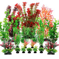 Fish Tank Accessories Aquarium Decorations Plants, 20pcs Fish Tank Decorations Plant, Fish Tank Decor, Aquarium Decor Plastic Plants, Small to Large