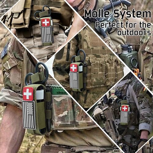 Upgrade 1000D Laser Cut Molle Tourniquet Holder, Heavy Duty Tactical Molle Tourniquet Pouch Holder - color: SET-GREEN