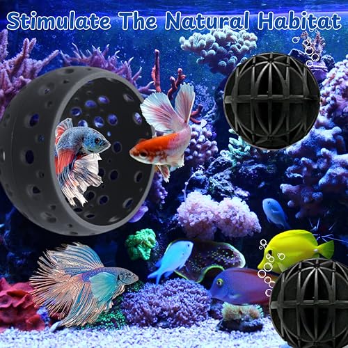 Betta Hideout Resting Spot with Filter Ball, Floating Log for Bettafish with Suction Cup, Betta Resting Spot, Hammock Float Aquarium Accessories, Aquatic Tunnel with Suction Cup (Black) - color: Black