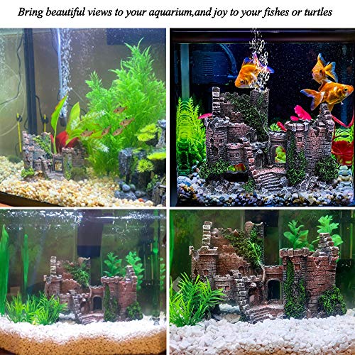 fazhongfa Aquarium Castle Air Bubbler Fish Tank Decorations for Betta Fish Ornament Small and Medium Fish Accessories Decor Betta House Toys (Air Pump is Not Include) - size: Castle