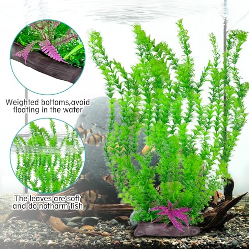 Hamiledyi Aquarium Plastic Plants Aquarium Decor Artificial Fish Tank Plants,Tall Fish Tank Decorations, Extra Large Aquarium Plant 20.4-inch Tall,2PCS - color: A*2 Pcs, size: 20.4 in