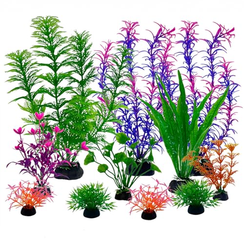 Fish Tank Decorations Artificial Plastic Plants Aquarium Decor Fish Tank Accessories Multi-Colored - color: Colorful
