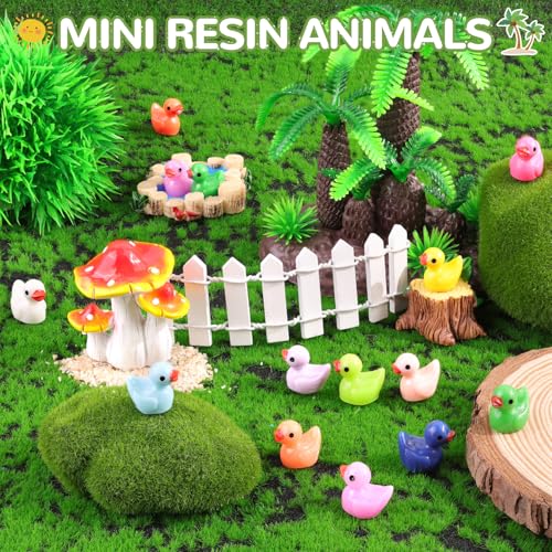 TINKRSTUFF 200PCS Mini Resin Animals Cute Tiny Ducks,Miniature Duck Figures to Hide,Little Animal Small Figurines Bulk for Topper Desk Garden Dollhouse Landscape Aquarium Ornaments DIY Crafts & Decor - color: Colorful Ducks-200pcs