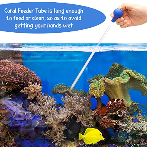 Boao 2 Sets Long Pipette for Fish Tank Coral Food Feeder Long Syringe Aquarium Coral Feeding Tube for Marine Fish Reef Aquatic Plant Spider Snake Lizard(Blue) - color: Clear,Blue