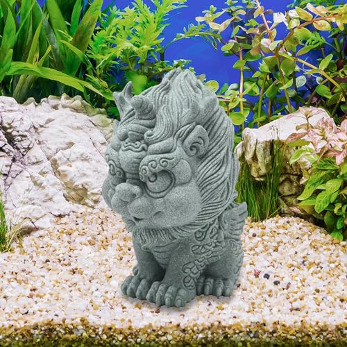 Feng Shui Ornaments Fish Tank Foo Dogs Bonsai Aquarium Fish Tank Statue Asian Oriental Aquarium Statues Qi Lin Figurines for Garden Fish Tank Bonsai Decoration Desktop Attract Wealth and Luck (S)