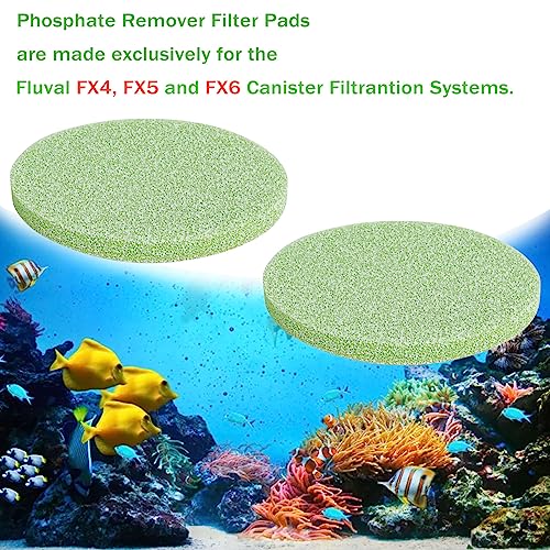 Poweka Phosphate Reducer Filter Pads, Compatible with Fluval FX4/FX5/FX6, 6 Count, Green, Aquarium Filter Accessories - color: green
