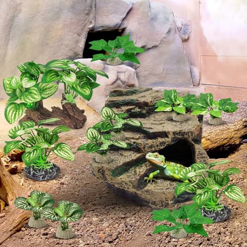 GOZILLA Silk Fish Tank Plants,Reptile Artificial Plant,Reptile Plants for Terrarium,Aquarium Decorations Accessories Set,Resin Driftwood Artificial Silk Aquarium Plant for Fish Tank.(11PCS/B-Set) - color: 11pcs/B-set