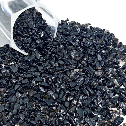 Kaiyuan Dynasty 230g Black Aquarium Gravel Rocks, 5-7mm Polished Natural Tumbled Crystal Chips Bulk, Decorative Pebbles for Fish Tank, Turtle Tank, Crafts & Home Decoration - color: Black, size: 0.5LB