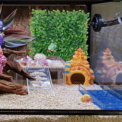 Rainmae Hermit Crab Climbing Toys, Faux Grass Mat Fake Turf Hermit Crab Climbing Wall, Plastic Aquarium Plants Lawn Hermit Crab Supplies Climbing and Hide Toy for Gecko Reptile Lizard 10 x 10 Inch - color: 1 Pack
