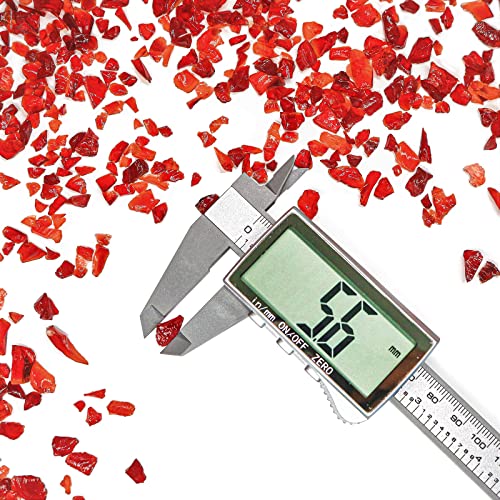 1.5 lb Red Crushed Glass for Resin Art and Crafts, 3-6mm Chunky Broken Glass Pieces, Solid Color Irregular Shards for Geode, Vase Filler, Aquarium Decor & DIY Crafts - color: 90%red/10%orange