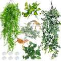 Hamiledyi 5 Pcs Reptile Plants Terrarium Hanging Fake Plant Leaves, Bearded Dragon Tank Accessories, Habitat Decor for Snake Leopard Gecko Lizard Chameleon Spider Turtle (Style 2) - size: 5 PCS - Style 2