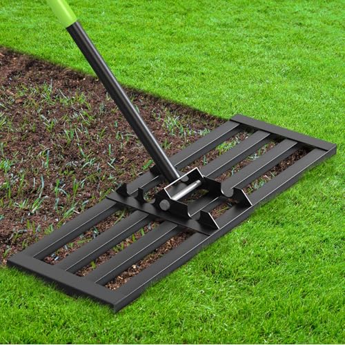 Seeutek Lawn Leveling Rake, 30” x 10” Lawn Leveler with 6.5FT Handle Rakes for Lawns, 0-180° Adjustable Ground Leveler Tool for Yard, Level Soil Sand Dirt Surfaces - size: 30"*10"