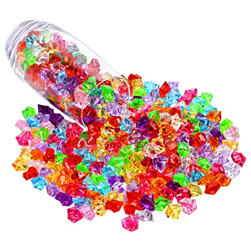 180-190pcs Multicolored Acrylic Fake Gems, Crushed Ice Rocks, Plastic Gems Jewels for Vase Fillers, Table Scatter, Sensory Bin Filler, Photo Props Christmas Decor, Decoration Wedding Display