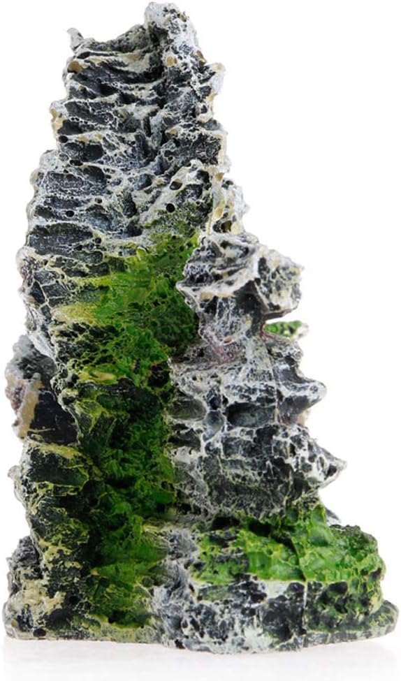 Artificial Moss Rock Aquarium Stone Cave – Resin Fish Tank Decor for Hiding and Landscaping, Small Mountain Terrain Ornament, Natural-Looking Habitat for Fish, Shrimp, and Reptiles, Desktop Decoration