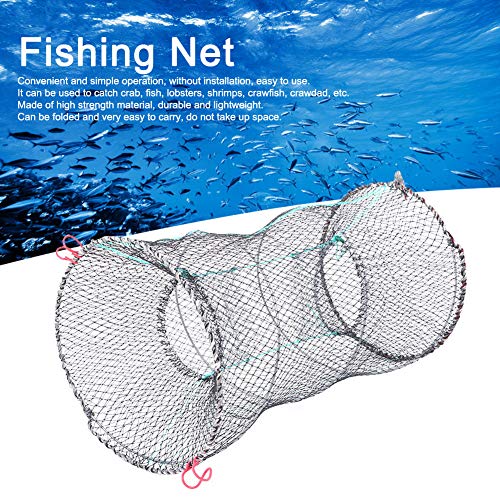 2pcs Cast Mesh Landing Bait Net, Foldable Fishing Trap Net, Lobster Shrimp Crab Trap Portable Folding Fishing Accessories for Crab Shrimp Minnow Crawfish Catfish, Foldable Fishing Trap Net, 2