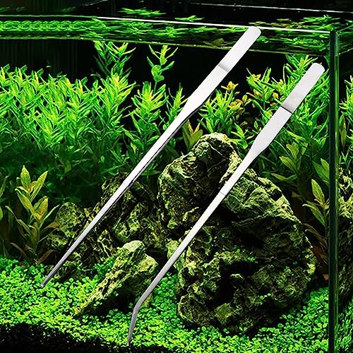 3 Pcs Stainless Steel Aquarium Tools Kit Extra Long Aquarium Tank Tweezers Scissors Aquatic Plant Tweezers for Fish Tank Plants