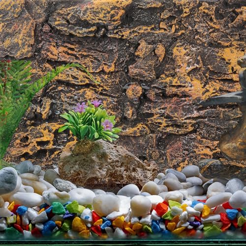 iplusmile Reptile Terrarium Rock Background, 3D Reptile Tank Background Rock Stone Background Decorations Backdrop Habitat for Fish Tank Lizards Bearded Dragons