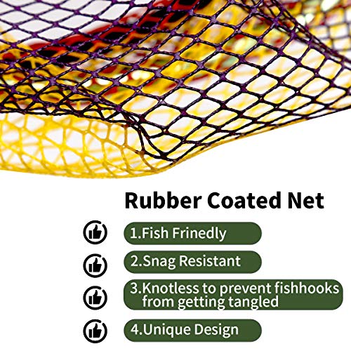 SAN LIKE Fishing Net Fish Landing Net Collapsible Fish Net with Anti-Slip Telescoping Rubber Pole Handle for Kids Adults in Saltwater Freshwater Multi-Size Extending to 37/42/43/51/69/71/89/98inch - color: kids net-Fiberglass pole,length 29.13" to 41.33"