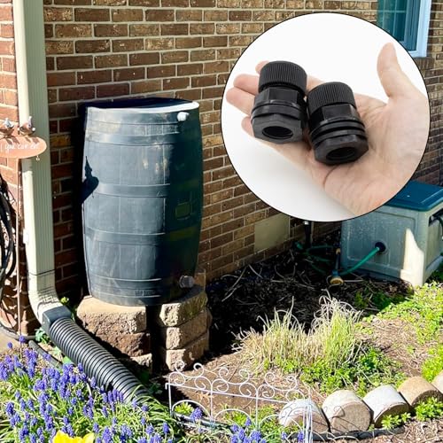 6 Packs PVC Garden Hose Bulkhead Fitting with Plug Water Tank Connector 1/2" Female NPT x 3/4" Male GHT Garden Hose Threaded for Aquariums, Rain Barrels, Sinks