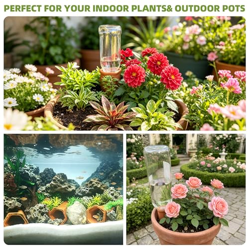 Tcamp 15 Pack Terracotta Watering Spikes, Plant Watering Devices Wine Bottle Automatic Plant Self Watering Spikes for Vacations, Self-Watering Stakes for Indoor Outdoor Plants - size: 15Pack