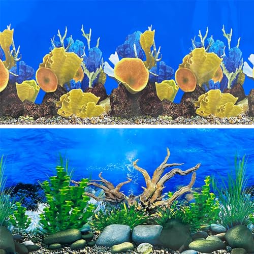 XCNO Aquarium Background Seabed Coral Rock Water Plants Fish Tank Backdrop 10 20 Gallon Fish Tank Background for Aquarium - color: Seabed Coral, size: 15.6" x 33" In