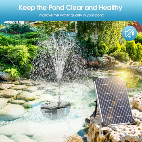 Antfraer Solar Pond Filter with Water Pump, 10W Solar Pond Pump with 6.6FT PVC Tubing/16.5FT Cord, Pond Filter Box for Outdoor Small Pond Waterfall Garden Bird Bath Water Clear - size: 10W