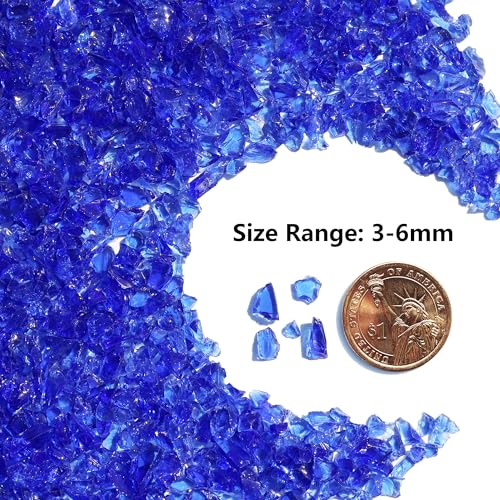 QYGL Crushed Glass for Resin Art, DIY Crafts, and Home Decor - 0.9LB Cobalt Blue Broken Glass Pieces 3-6mm, for Vase Fillers, Tabletop Fire Pit, and Aquarium Rocks - color: Cobalt Blue