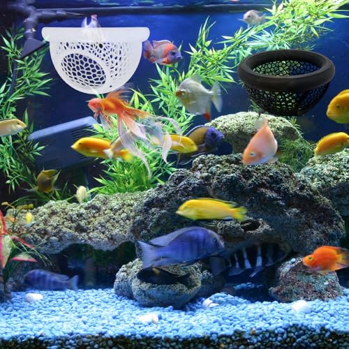 Betta Hammock, Floating Fish Tank Accessories for Aquarium Decor, Feeding and Resting Shelter with Silk Plants, Black and White Color Options for Betta Fish and Shrimp Tanks