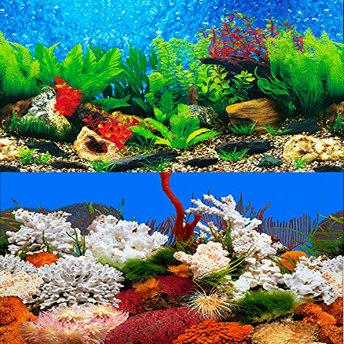 ELEBOX New 15.7" x 40" Fish Tank Background 2 Sided River Bed & Lake Background Aquarium - color: Type F