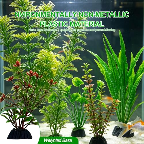 11 Pack Aquarium Plants, Fish Tank Decoration, Artificial Plastic Plants for Household and Office Aquarium
